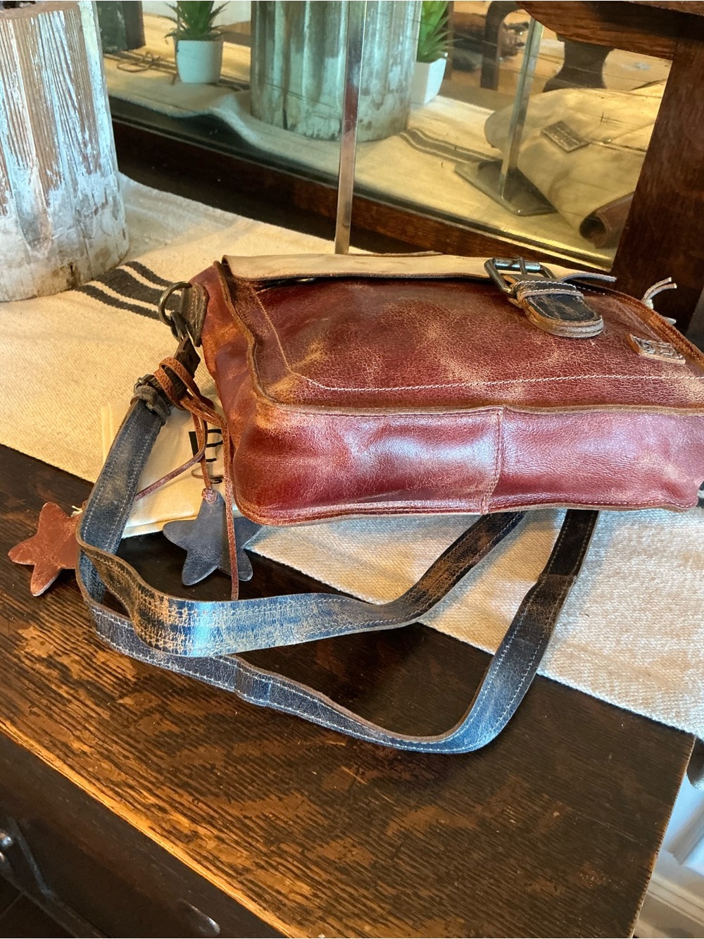 NWT Bed Stu Venice Beach Crossbody Bag Red White Blue Americana Lux MSRP $275 - Picture 10 of 13